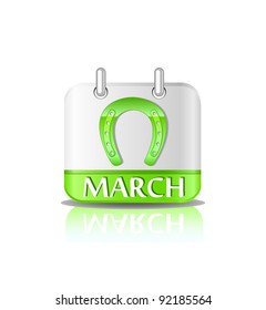 Green calendar icon on March 17th. Saint Patrick's day vector illustration