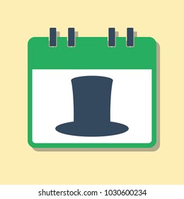 green calendar with leprechaun hat, st. patrick's day symbol, flat style vector illustration