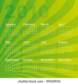 Green Calendar for Year 2010