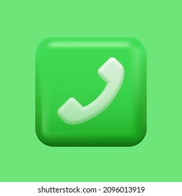 Green Call Icon. 3D-isolierter Telefon-Button. Vektorgrafik