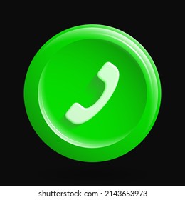 Green Call Icon. 3D Isolated Phone Button. Vector illustration