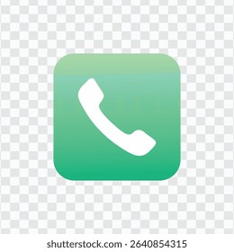 Green Call Icon with Phone Handset in Square Shape Representing Communication and Connectivity