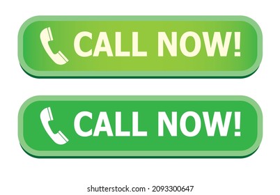green Call now! web button, active and inactive