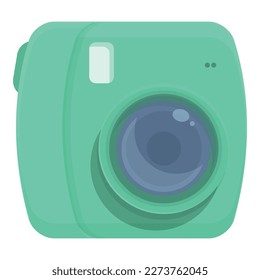 Green camera icon cartoon vector. Digital photo. Shutter picture