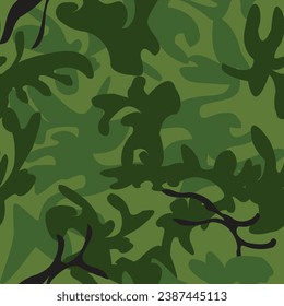 Green camouflage with black lines; mottled design 