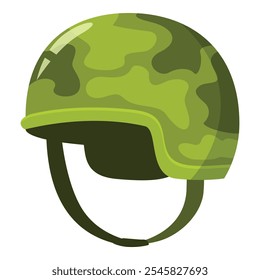 Casco de combate de camuflaje verde que proporciona protección a los soldados en zonas de guerra