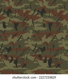 Green camouflage pattern, army background, military uniform vector texture, hunting modern pattern