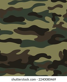 
Green camouflage pattern, army uniform, seamless background, vector trendy illustration. Ornament