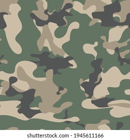 Green camouflage pattern, classic stylish pattern, trendy texture. EPS