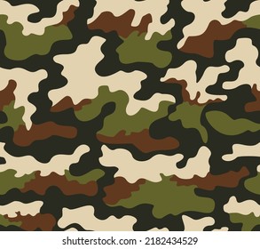 Green camouflage pattern endless modern background on textile, vector texture. EPS
