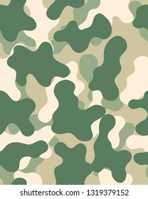 Green camouflage pattern.Seamless wallpaper.Nice shape camo design.Vector illustration.