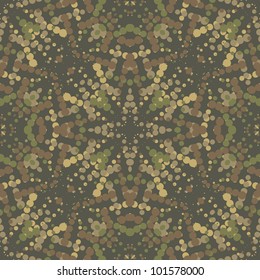 The green camouflage seamless background with circles. Vector illustration