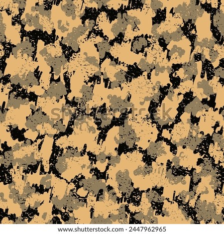 Green Camouflage Seamless Pattern. Beige Repeated Fashion Graphic Texture. Brown Repeated Abstract Graphic Wrapping. Black Seamless Doted Vector Clouds. Camouflage Digital Camoflage