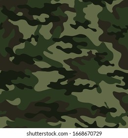 
Green camouflage seamless pattern. Forest design. Modern stylish background. Vector print.