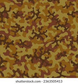Green Camouflage Seamless Pattern. Camouflage Grunge Khaki Seamless Monochrome Vector Design. Brown Repeated Soldier Vector Art. Beige Repeated Camo Graphic Camouflage. Camoflage