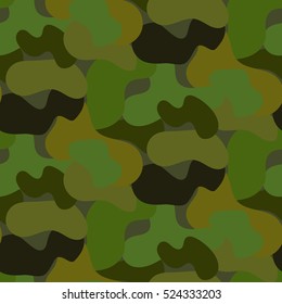 Green camouflage seamless vector pattern. Military uniform khaki pattern.