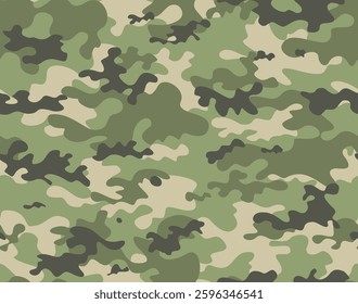 
green camouflage trend seamless pattern, army modern background, texture for printing clothes, paper, fabric