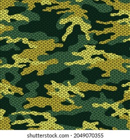 Green camouflage vector illustration, repeat background, modern stylish pattern.
