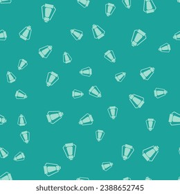 Green Camping lantern icon isolated seamless pattern on green background. Happy Halloween party.  Vector