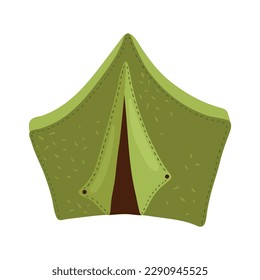 Green camping tent flat icon vector illustration