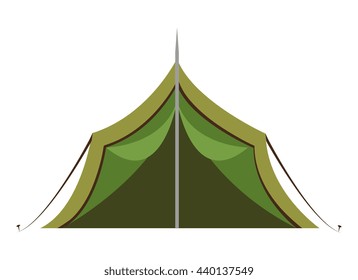 green camping tent  with grey stripes over isolated background,vector illustration 