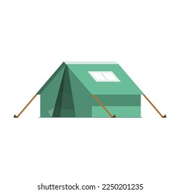 Green camping tent on isolated background, Vector illustration.