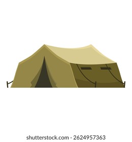 Green camping tent set up for overnight stay, offering protection and comfort amidst nature