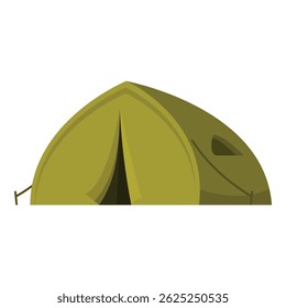Green camping tent set up, inviting adventurers to enjoy the wilderness