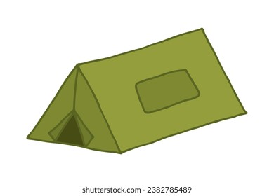 Camping Verde. Dibujo manual de vectores Ilustración colorida para camping, senderismo y turismo local