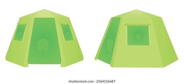 Green camping tent. vector illustration