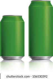 Green can vector visual 330 ml & 500 ml, ideal for beer, lager, alcohol, soft drinks, soda, fizzy pop, lemonade, cola, energy drink, juice, water etc. Drawn with mesh tool. Fully adjustable & scalable