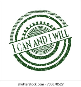 Green I can and i will distress rubber stamp with grunge texture