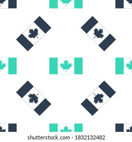 Green Canada flag icon isolated seamless pattern on white background. Vector.