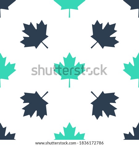 Green Canadian maple leaf icon isolated seamless pattern on white background. Canada symbol maple leaf. Vector.