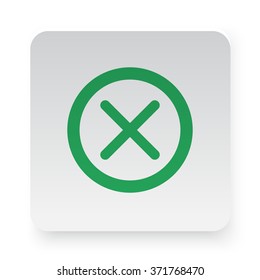 Green Cancel icon in circle on white app button