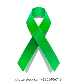 Green cancer awareness ribbon for many medical conditions and diseases .