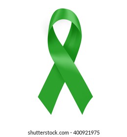 Green cancer awareness ribbon for many medical conditions and diseases .