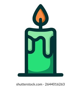 green candle aromatherapy relax flat color vector illustration template design