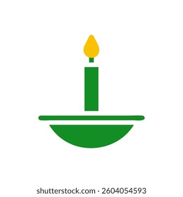 Green Candle Emblem with Yellow Flame Iconography