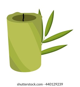 green candle and tree leaves front view over isolated background,vector illustration