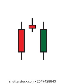 A green candlestick with small upper and lower shadows. Useful for visualizing bullish momentum in trading.