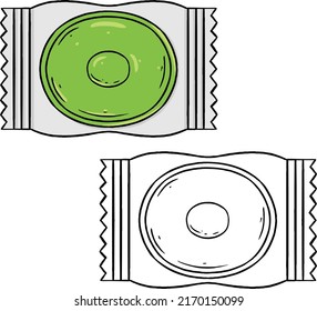 Green candy. Perfect for practicing coloring, drawing, printing, wallpaper, prints, cards, etc.