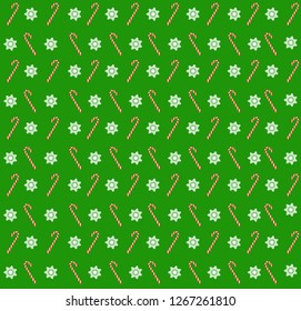Green candy snowflakes christmas pattern vector