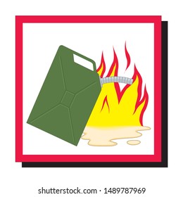green canister with combustible material, vector icon