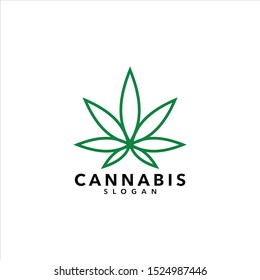 green cannabis leaf icon and symbol on a white background