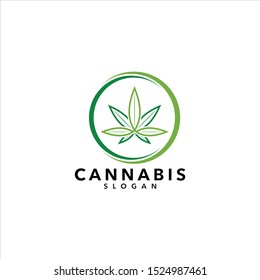 green cannabis leaf icon and symbol on a white background