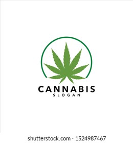 green cannabis leaf icon and symbol on a white background