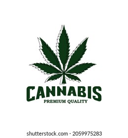 green cannabis leaf logo vector, icon and symbol, on a white background