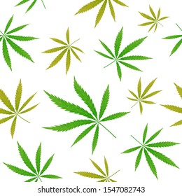 Green cannabis leaf seamless pattern background design