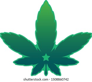 green cannabis leaf with star